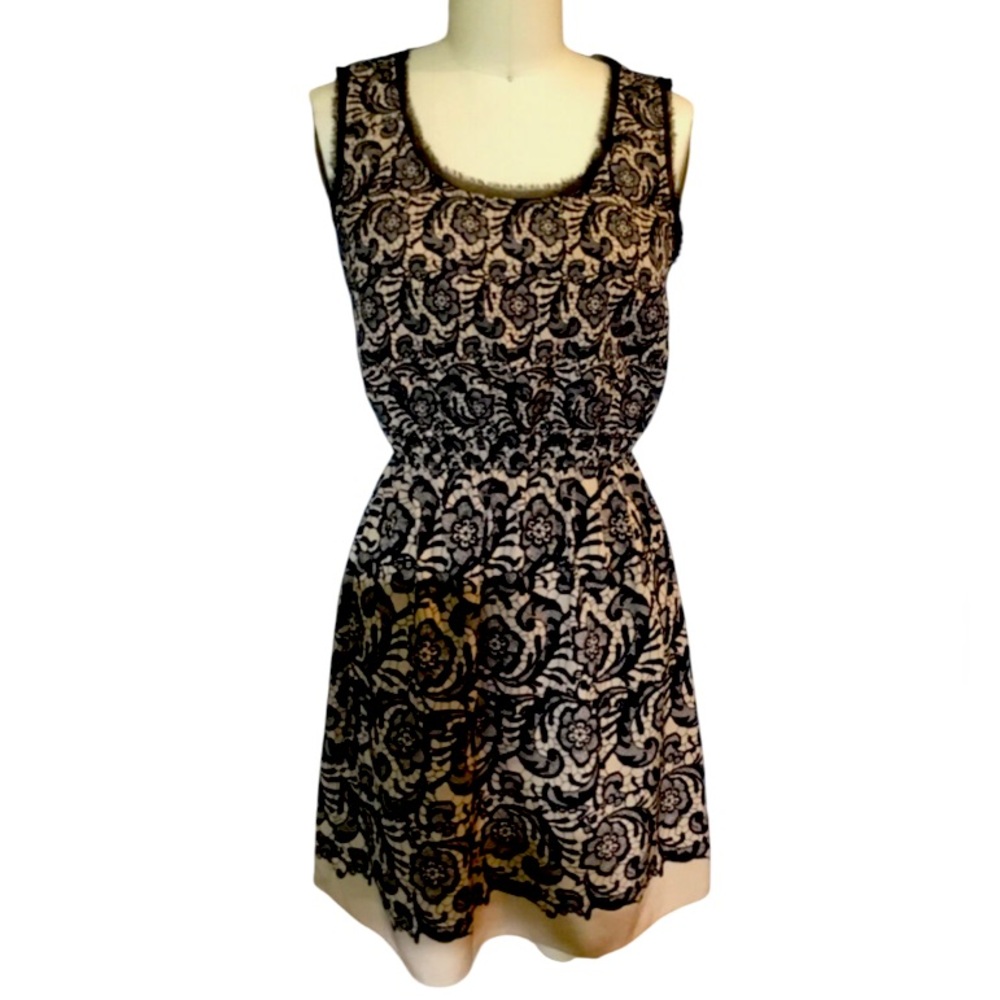 Rodarte for Target sz XS Black Lace and Taupe patterned Dress